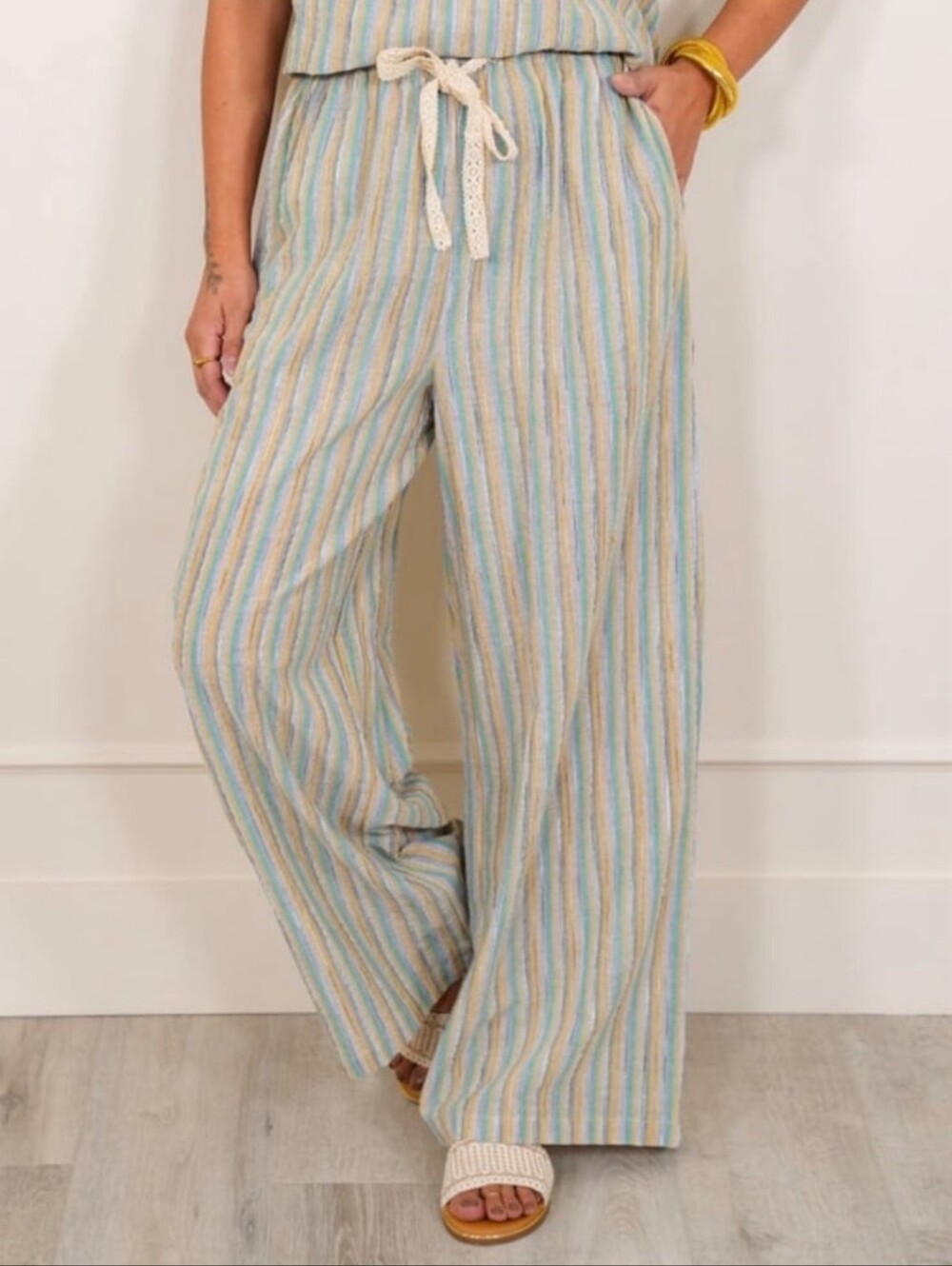 POL New Stripped Wide Leg Pants